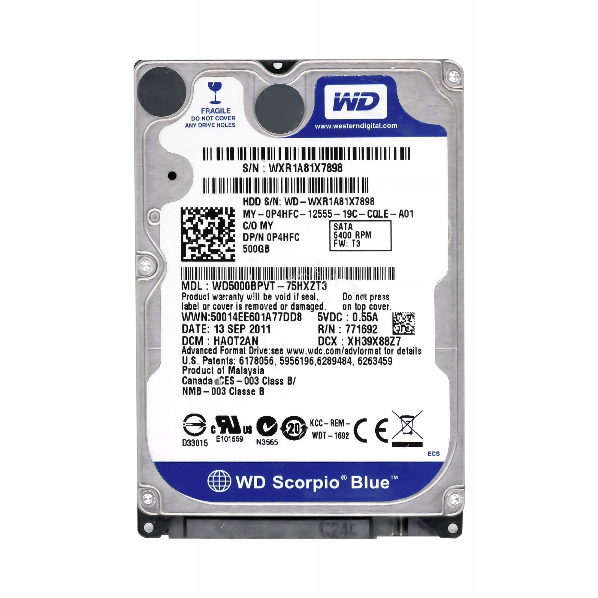 Pevný disk Dell WD5000BPVT 500 GB SATA II 2,5".